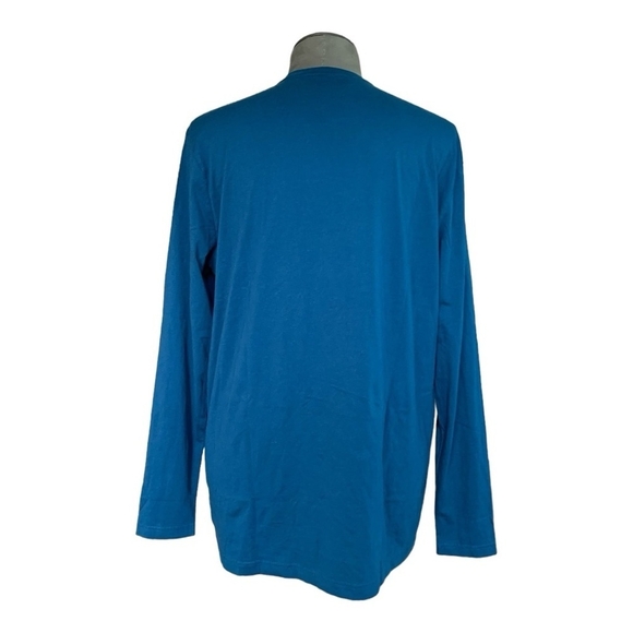 NWT Unisex Top Apple Long Sleeve Turquoise Blue Cotton Tee Crew Neck T-Shirt - Picture 3 of 5